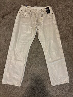 Levi's Metallic Silver-White Straight Leg Jeans
